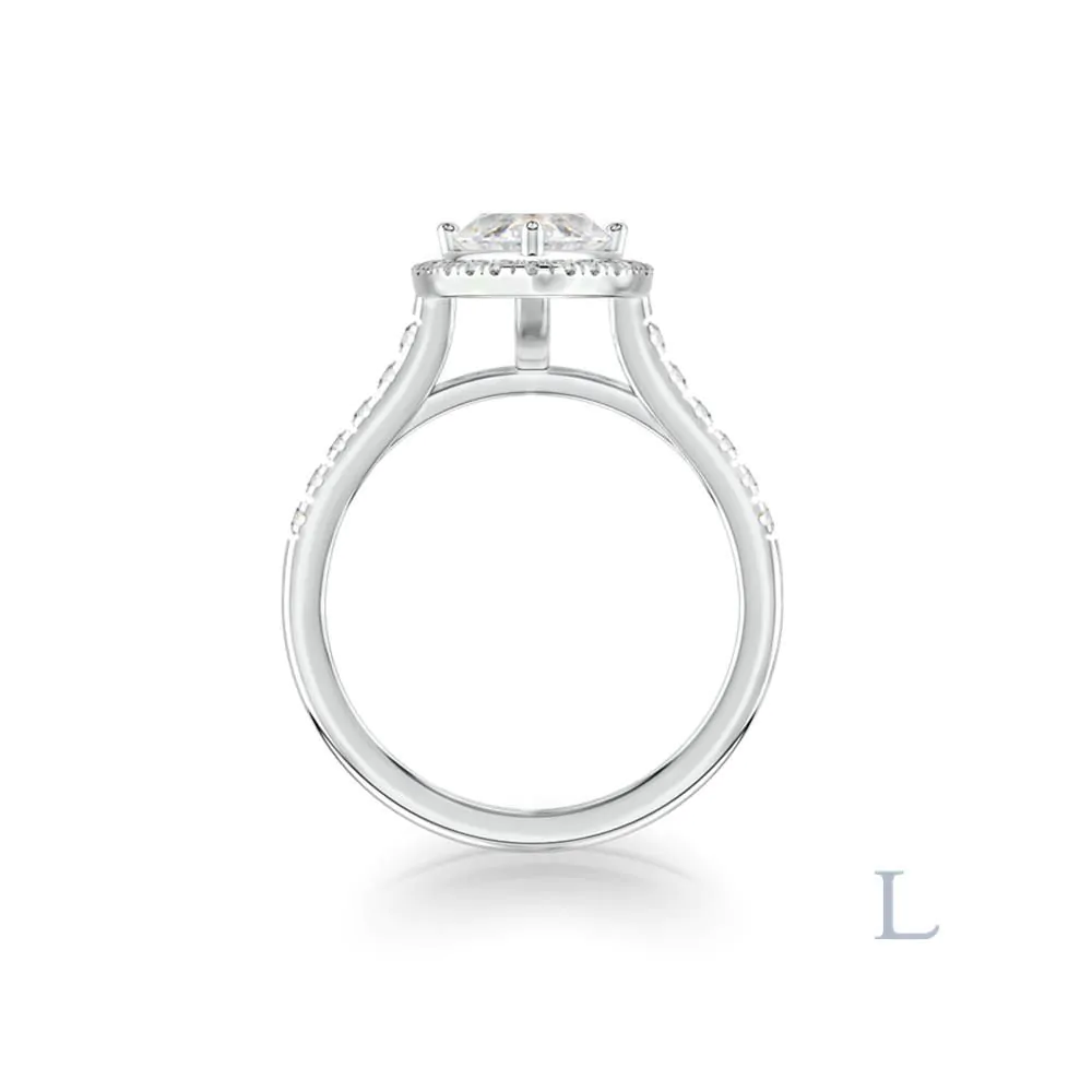 Platinum 0.71ct F VS1 Marquise Cut Diamond Halo Ring
