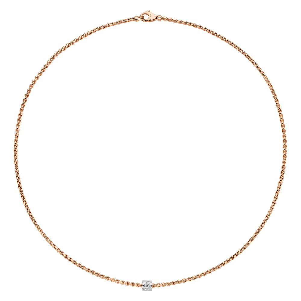 FOPE Aria 18ct Rose Gold Diamond Rondel Necklace 890CBBR