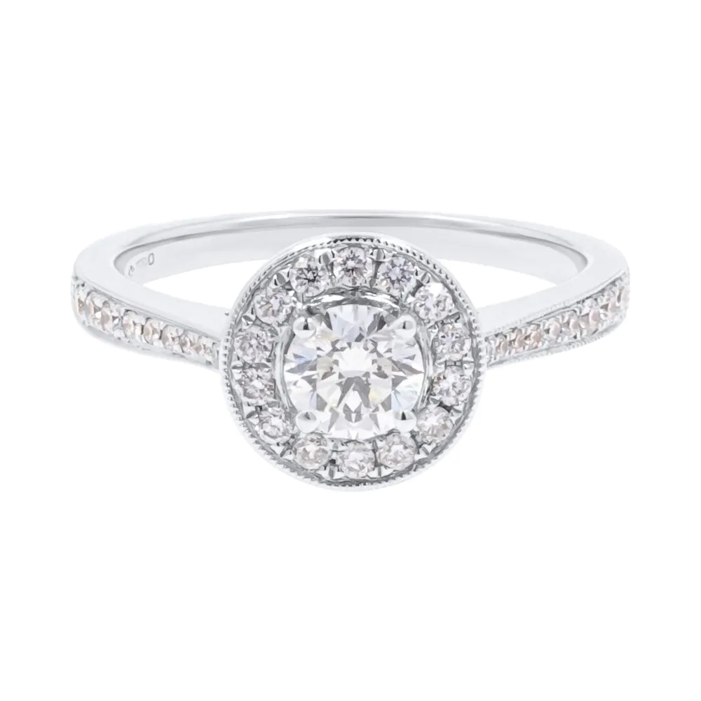 18ct White Gold 0.33ct Diamond Halo Engagement Ring