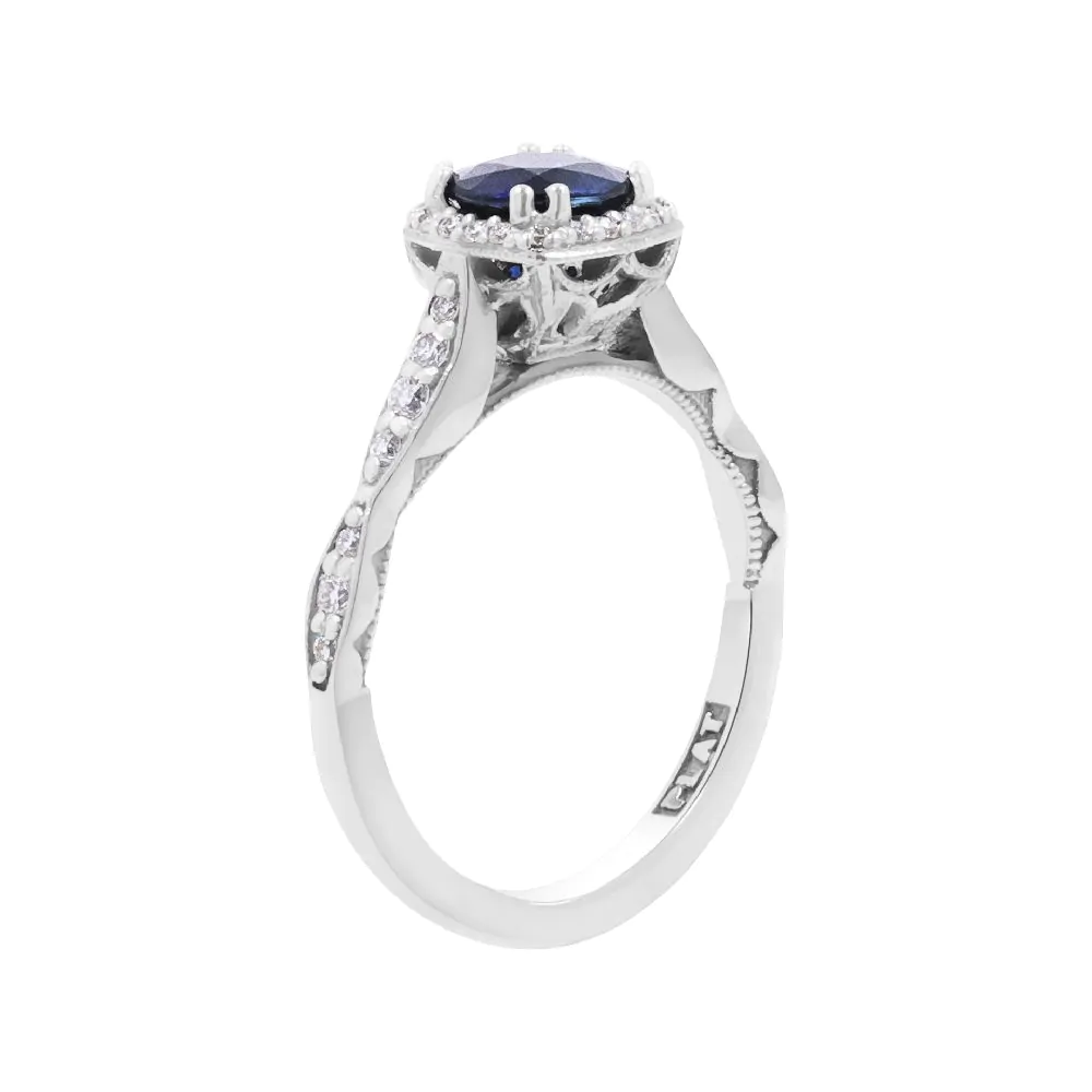 Platinum 1.04ct Sapphire and 0.25ct Diamond Engagement Ring