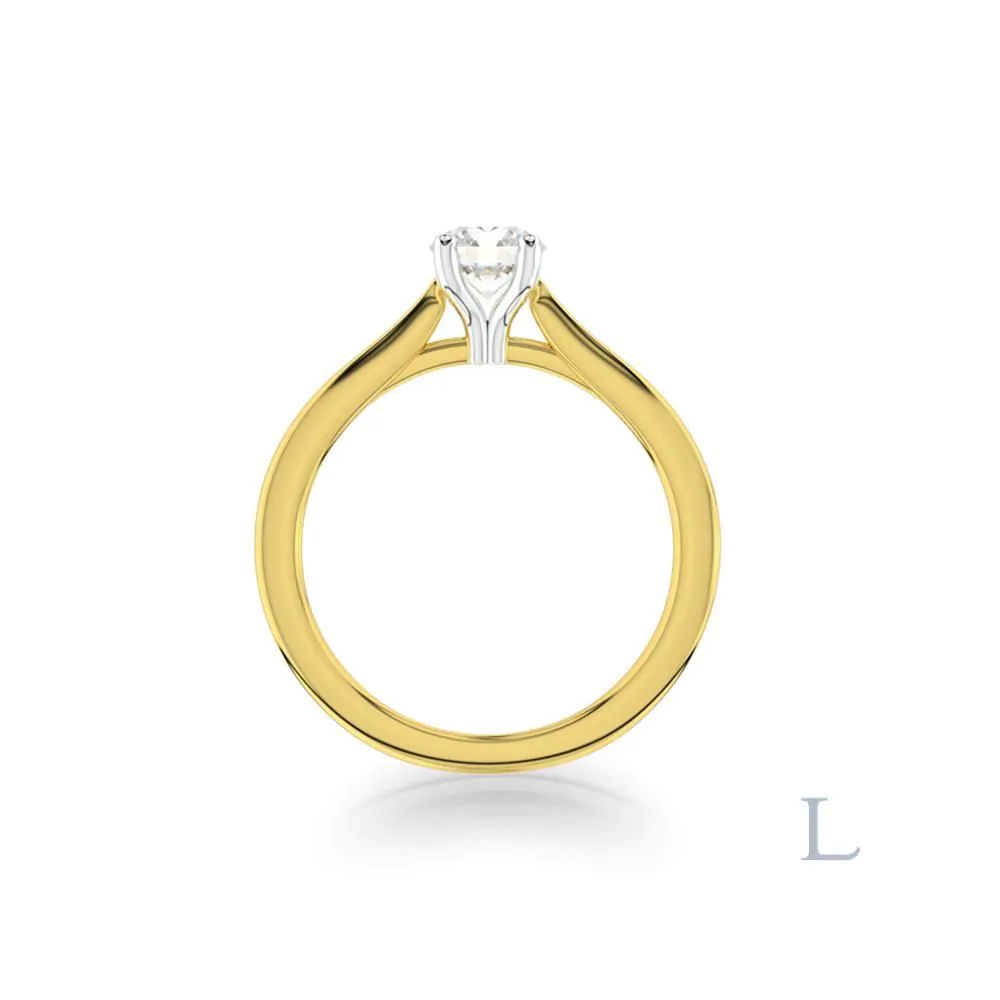 18ct Yellow Gold & Platinum 0.40ct D SI1 Brilliant Cut Diamond Solitaire Ring
