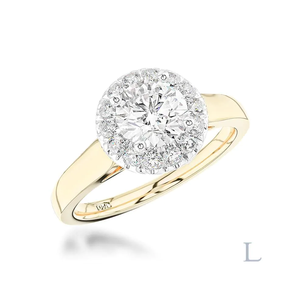 Anna 18ct Yellow Gold & Platinum 0.70ct F SI1 Brilliant Cut Diamond Halo Ring