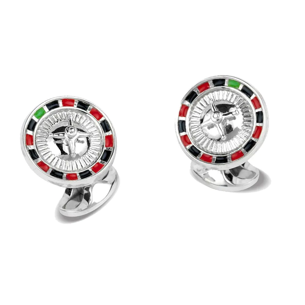 Deakin & Francis Silver Casino Roulette Wheel Cufflinks C1637S072213