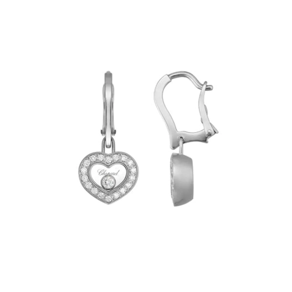 Chopard Happy Diamonds Icons 18ct White Gold & Diamond Drop Earrings 83A0541401