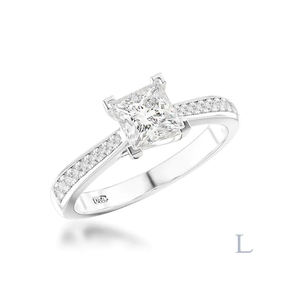 Esme Platinum 1.00ct F VS1 Princess Cut Diamond Solitaire Ring