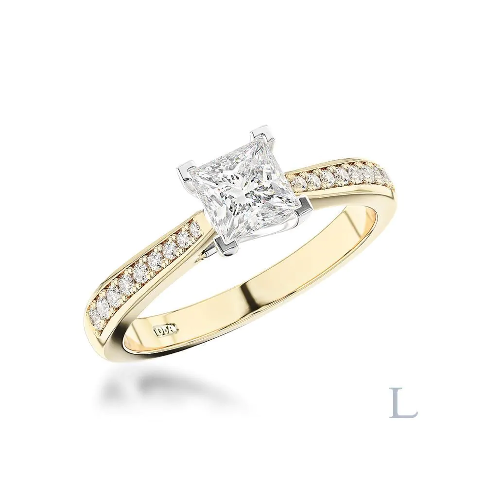 Esme 18ct Yellow Gold & Platinum 0.30ct F VS1 Princess Cut Diamond Solitaire Ring