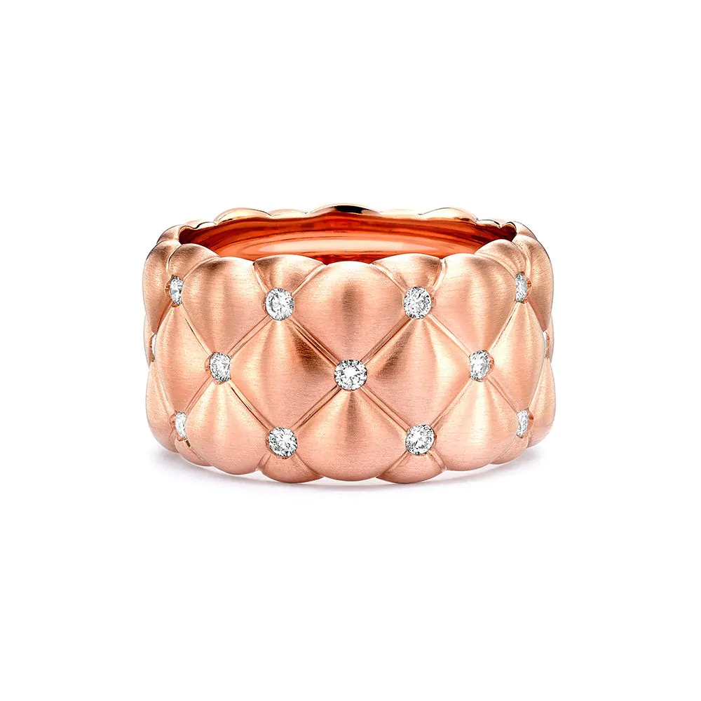 Fabergé Treillage Brushed Rose Gold & Diamond Set Grande Ring 530RG836