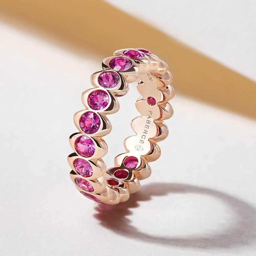 Fabergé Colours of Love Cosmic Curve Rose Gold & Pink Sapphire Eternity Ring 1513RG3098