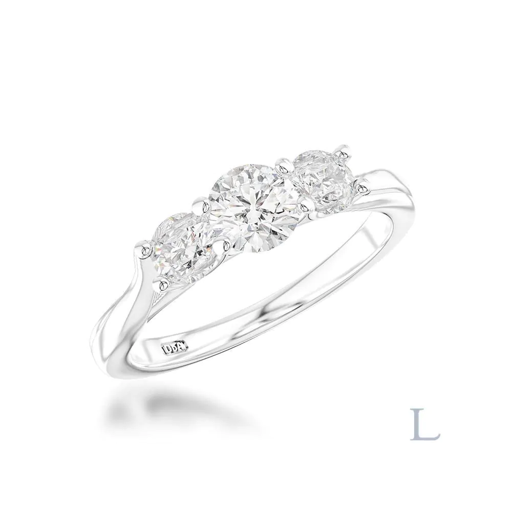 Isabella Platinum 0.36ct E SI1 Brilliant Cut Diamond Three Stone Ring