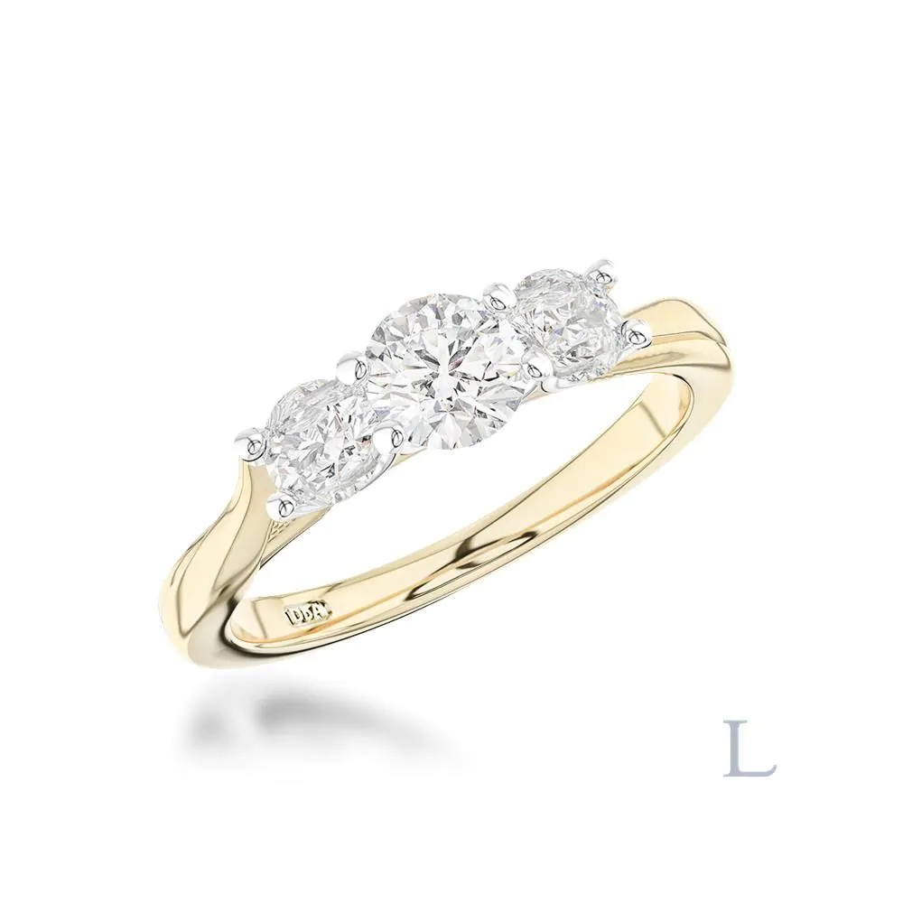 Isabella 18ct Yellow Gold & Platinum 0.31ct F VS2 Brilliant Cut Diamond Three Stone Ring