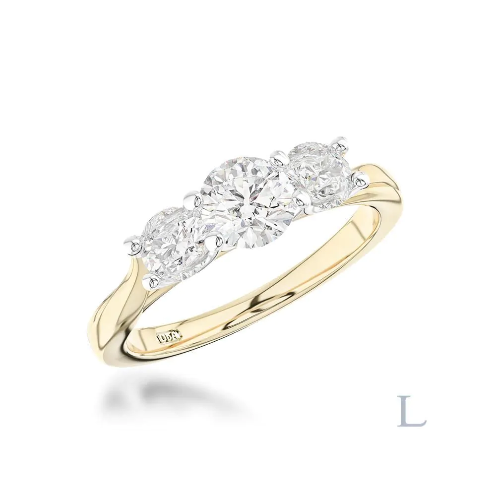 Isabella 18ct Yellow Gold & Platinum 0.53ct F SI1 Brilliant Cut Diamond Three Stone Ring