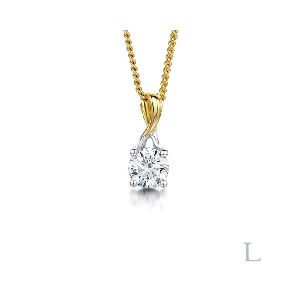 Isabella 18ct Yellow Gold & Platinum 0.35ct F SI1 Brilliant Cut Diamond Pendant