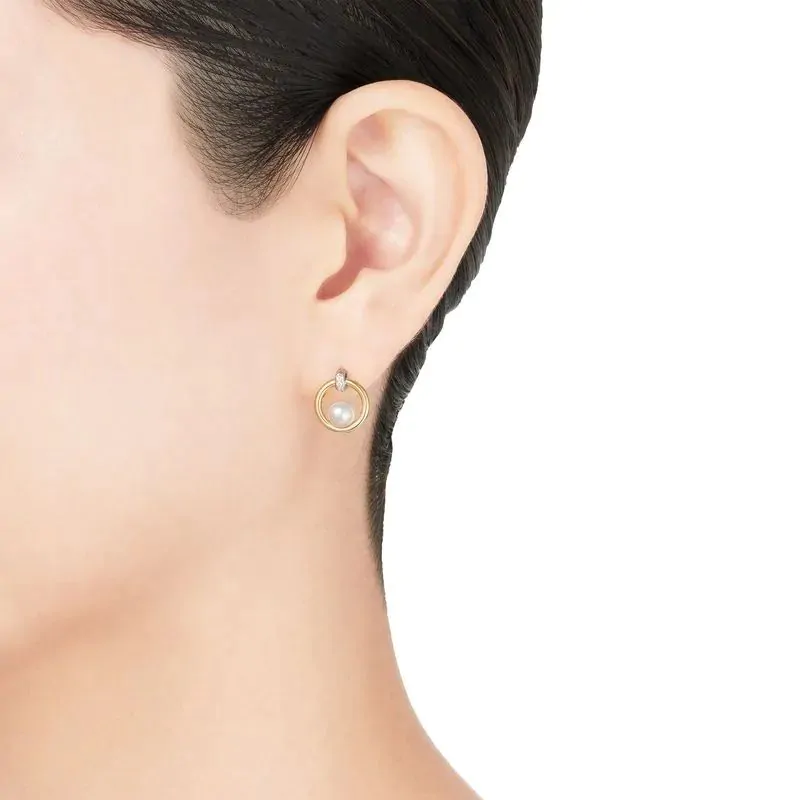 Mikimoto 18ct Yellow & White Gold Akoya Pearl Earrings