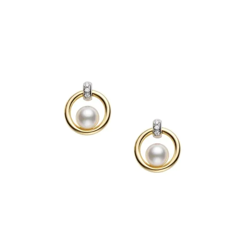 Mikimoto 18ct Yellow & White Gold Akoya Pearl Earrings