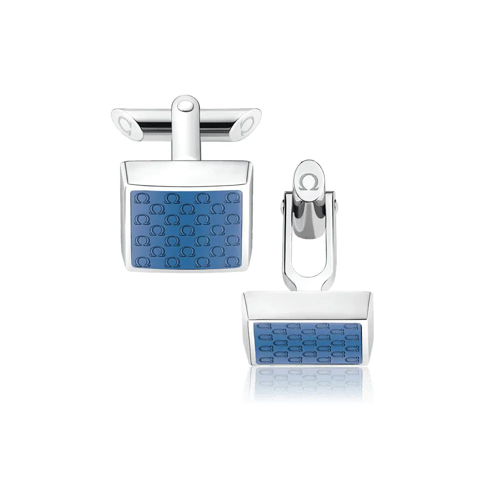 OMEGA Omegamania Stainless Steel & Blue Resin Cufflinks CA02ST0000205