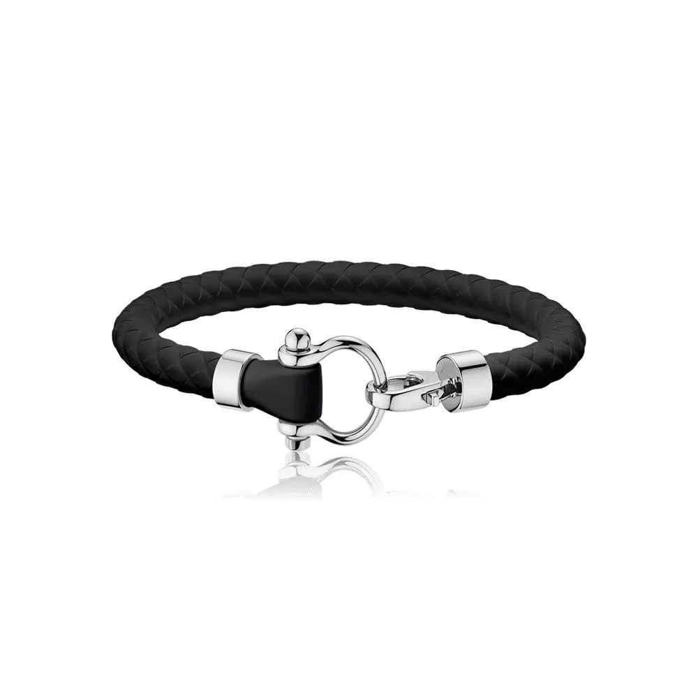 Omega Stainless Steel and Black Rubber Sailing Bracelet OB34STA0509703