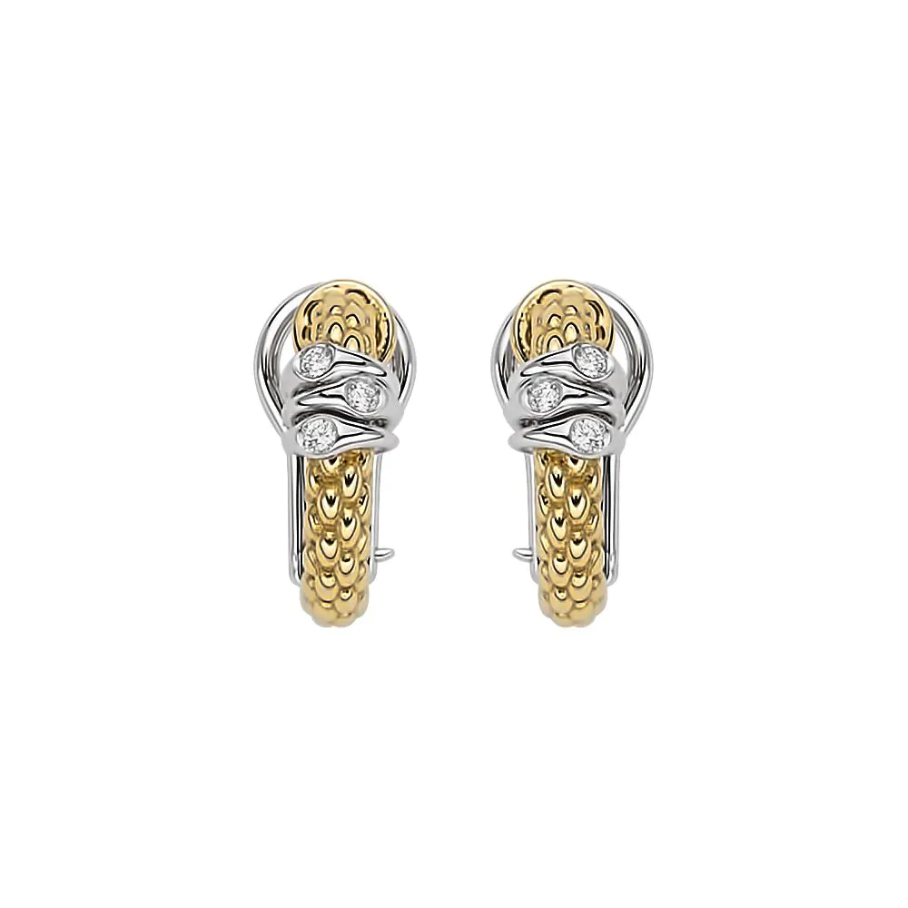 Fope 18ct Yellow & White Gold Flex'It Prima 0.08ct Diamond Earrings