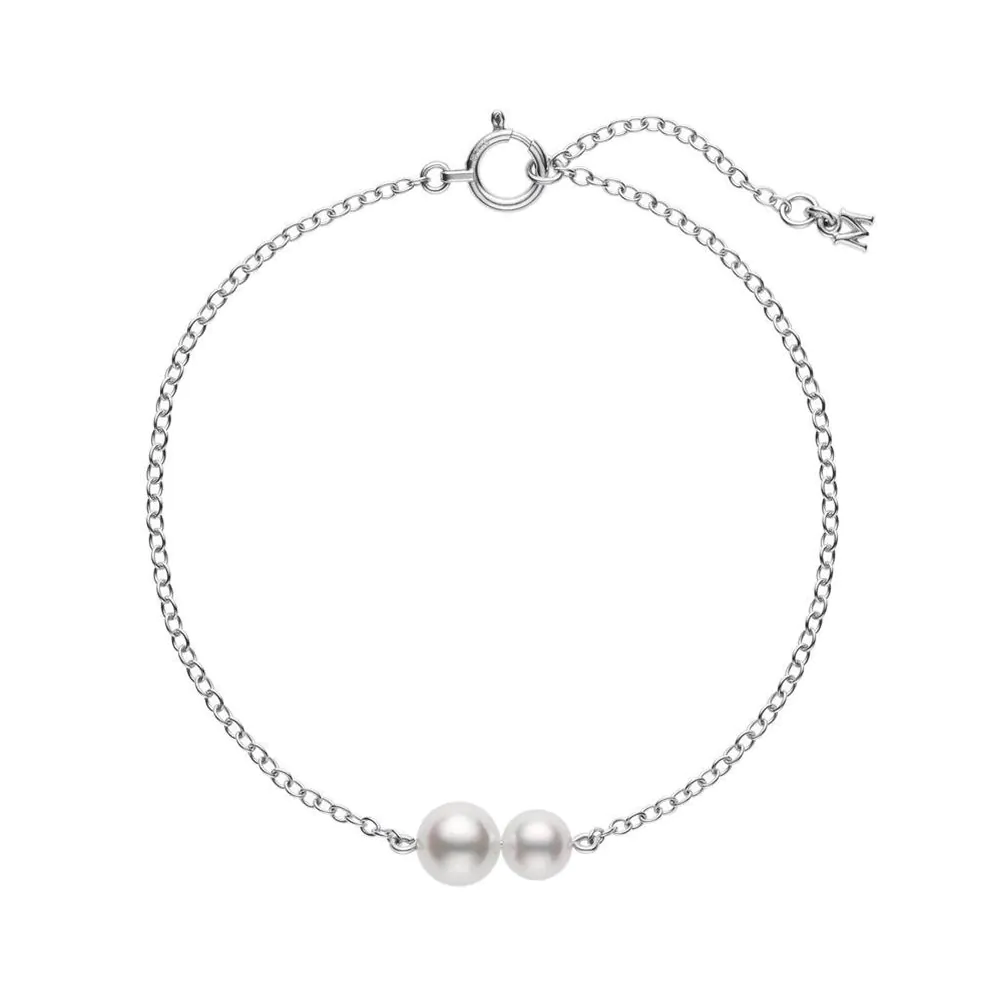 Mikimoto 18ct White Gold Pearl Chain Bracelet