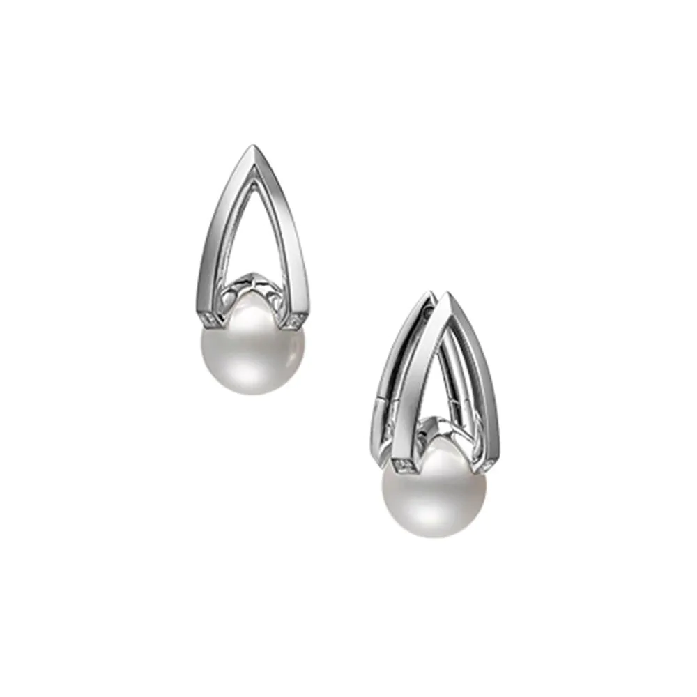 Mikimoto 18ct White Gold Akoya Pearl and Diamond Stud Earrings