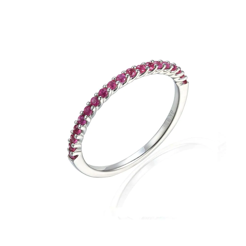 18ct White Gold 0.29ct Pink Sapphire Half Eternity Ring