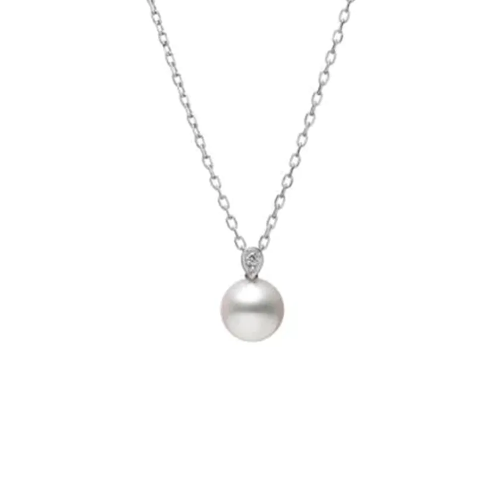 Mikimoto 18ct White Gold Akoya Pearl and Diamond Pendant