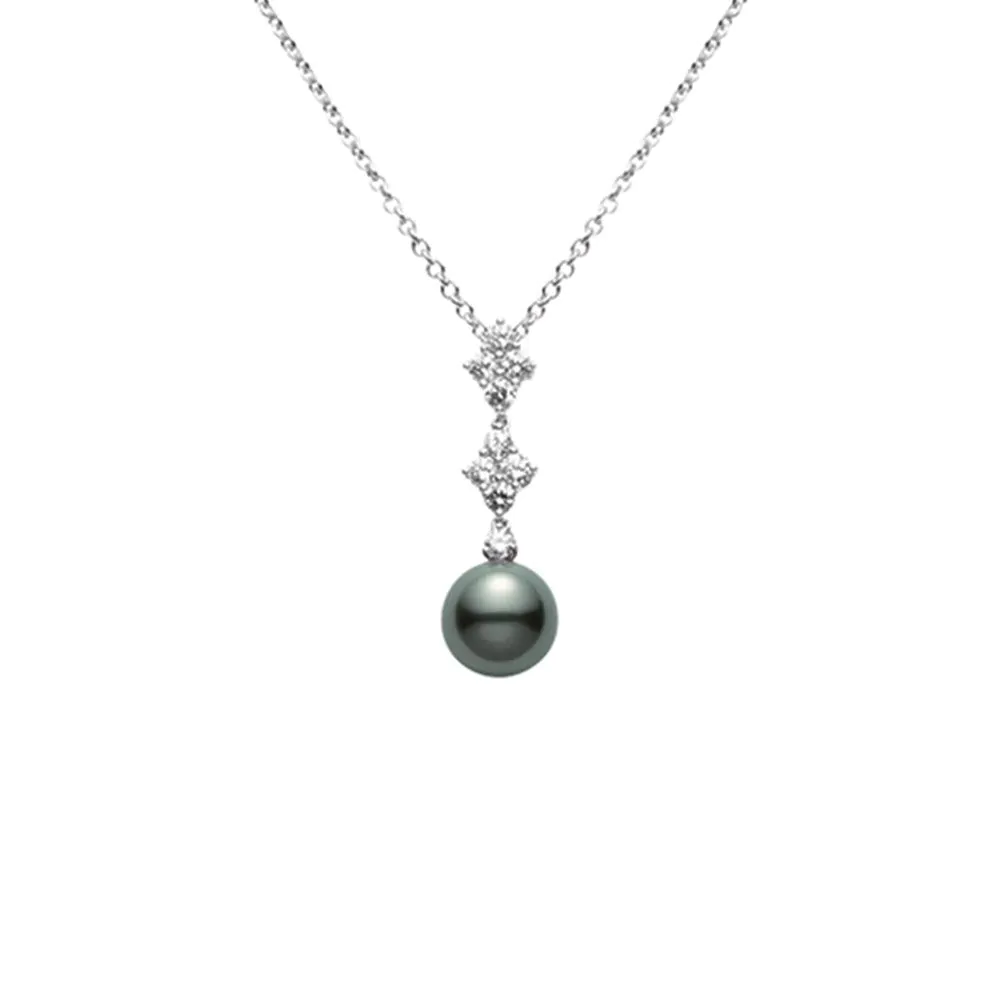 Mikimoto Classic Elegance 18ct White Gold Black South Sea & Diamond Necklace