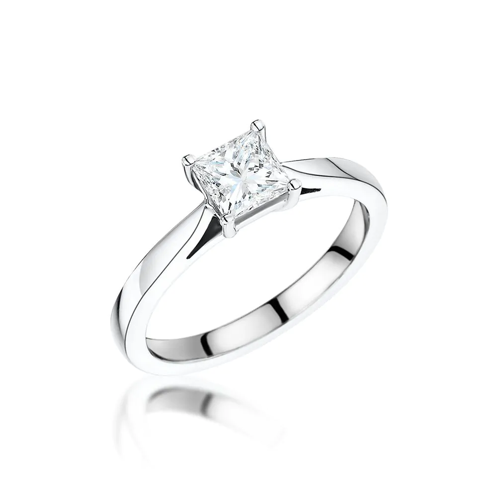 Platinum 0.71ct F SI1 Princess Cut Diamond Ring
