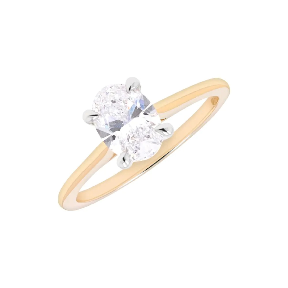 Wendy 18ct Yellow Gold and Platinum 1.02ct Oval Cut Diamond Solitaire Ring