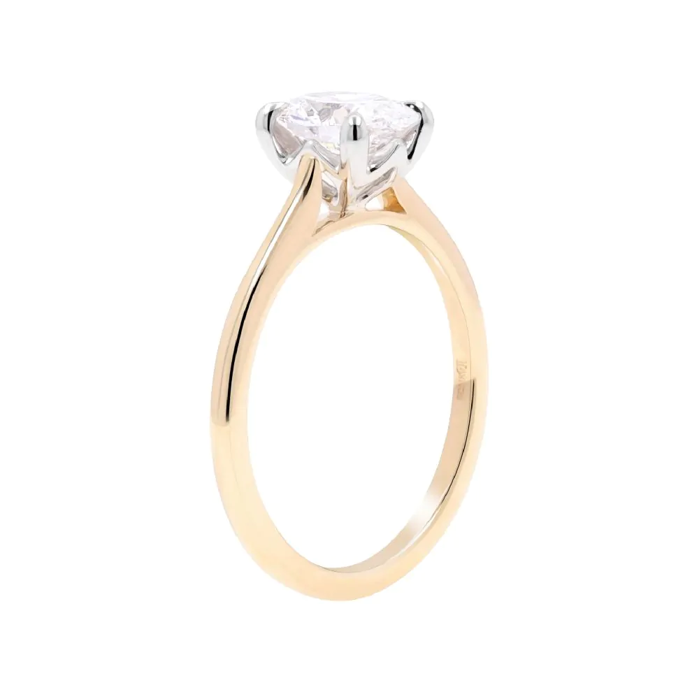 Wendy 18ct Yellow Gold and Platinum 1.02ct Oval Cut Diamond Solitaire Ring