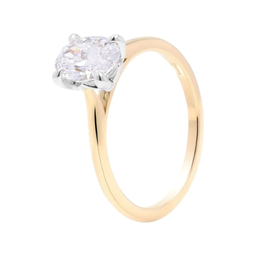 Wendy 18ct Yellow Gold and Platinum 1.00ct Oval Cut Diamond Solitaire Ring