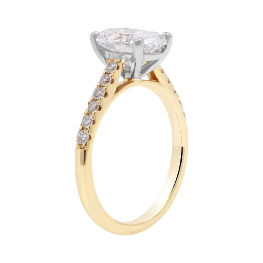 18ct Yellow Gold & Platinum 2.00ct D SI1 Oval Cut Diamond Solitaire Ring