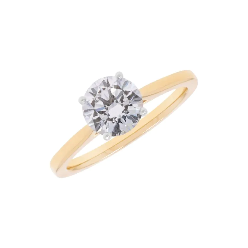 18ct Yellow Gold & Platinum D VS1 Solitaire Diamond Engagement Ring