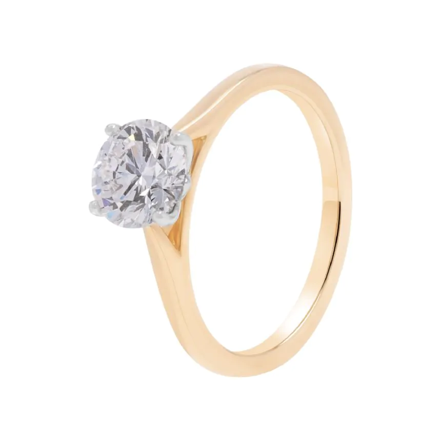 18ct Yellow Gold & Platinum D VS1 Solitaire Diamond Engagement Ring