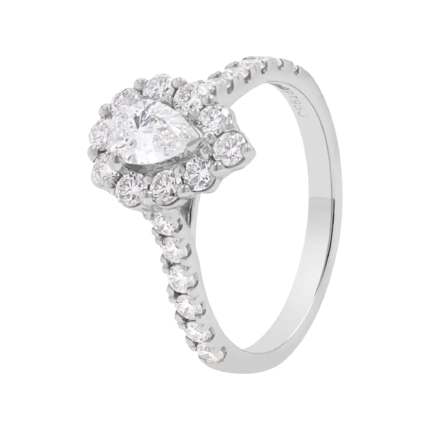 Platinum 1.17ct Pear Cut Diamond Cluster Ring
