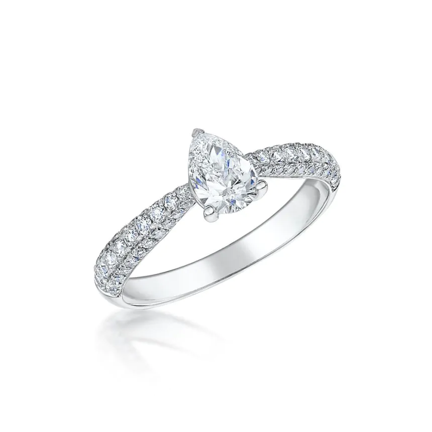 Platinum 0.54ct Pear Cut Diamond Ring