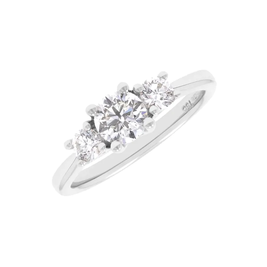 18ct White Gold 0.93ct Diamond Three Stone Engagement Ring
