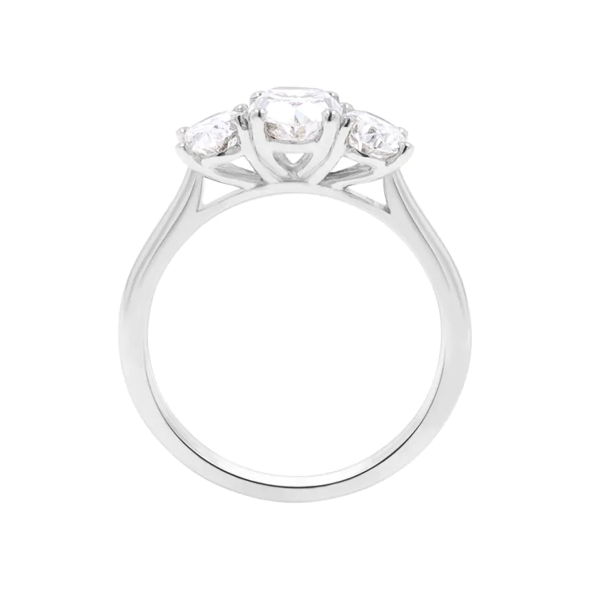 Platinum 2.00ct Oval Cut Diamond Three Stone Ring