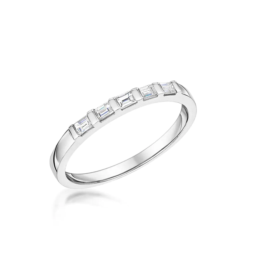 Platinum 0.27ct Baguette Cut Diamond Half Eternity Ring