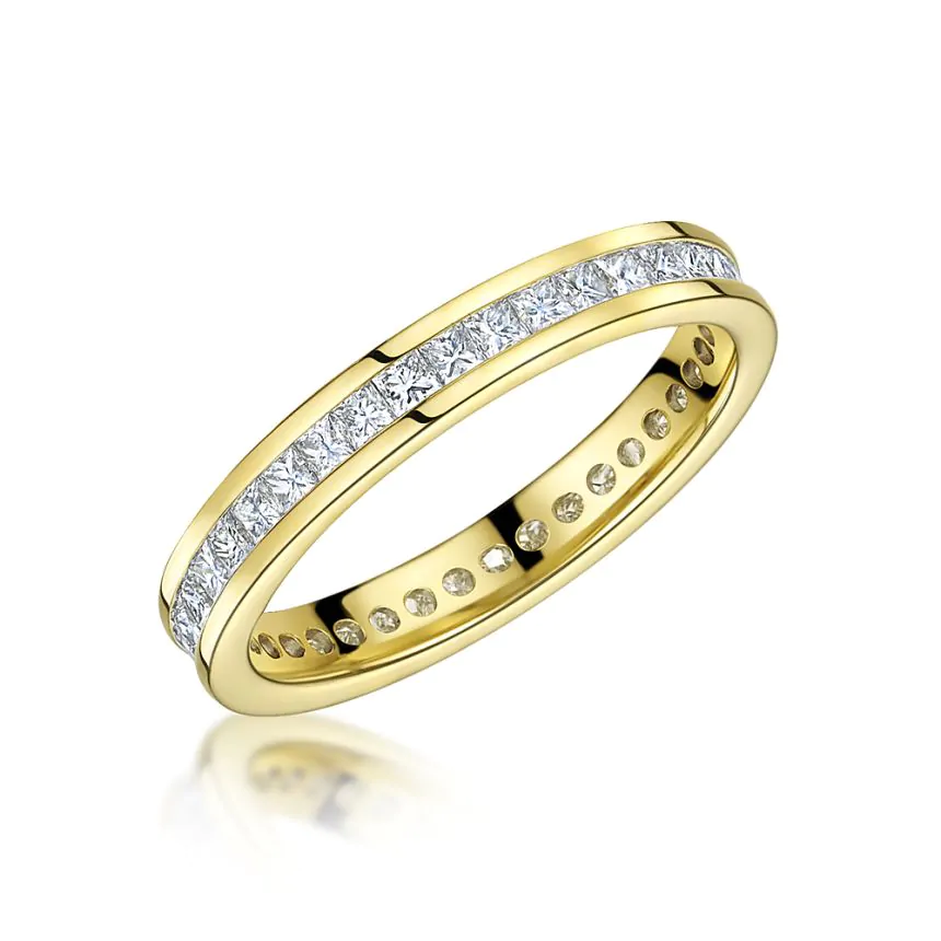 9ct Yellow Gold 1.00ct G SI Princess Cut Diamond Full Eternity Ring
