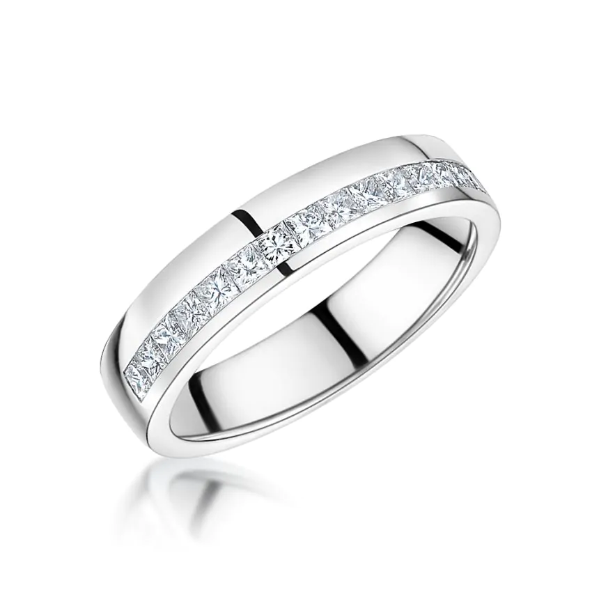 18ct White Gold 0.50ct Princess Cut Diamond Half Eternity G/SI Ring