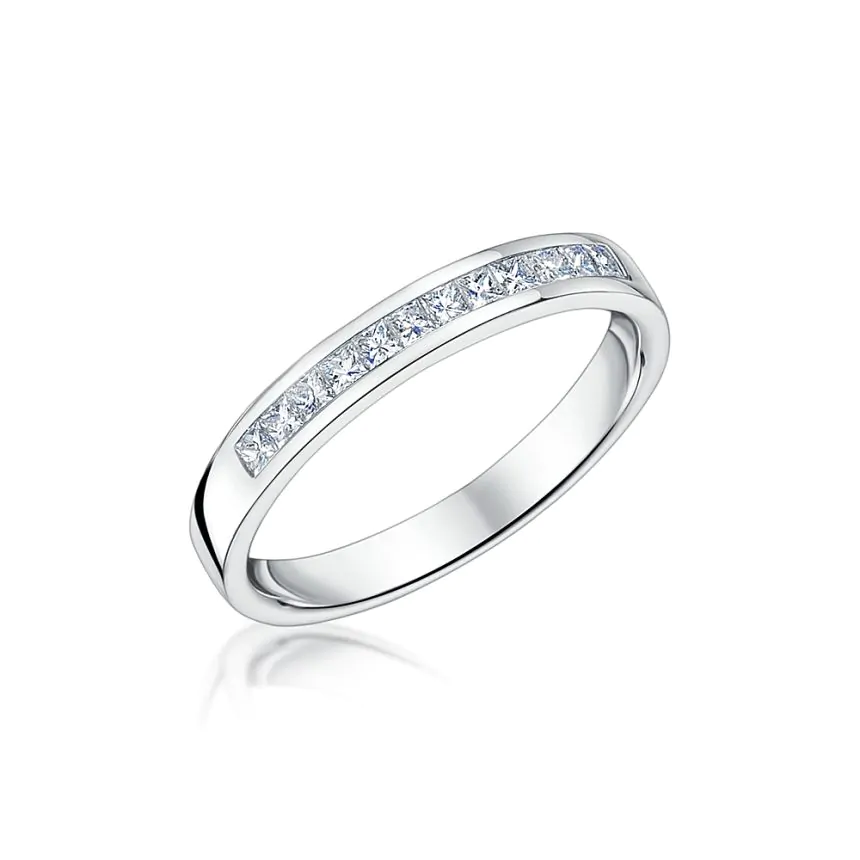 Platinum 0.25ct Princess Cut Diamond Half Eternity Ring