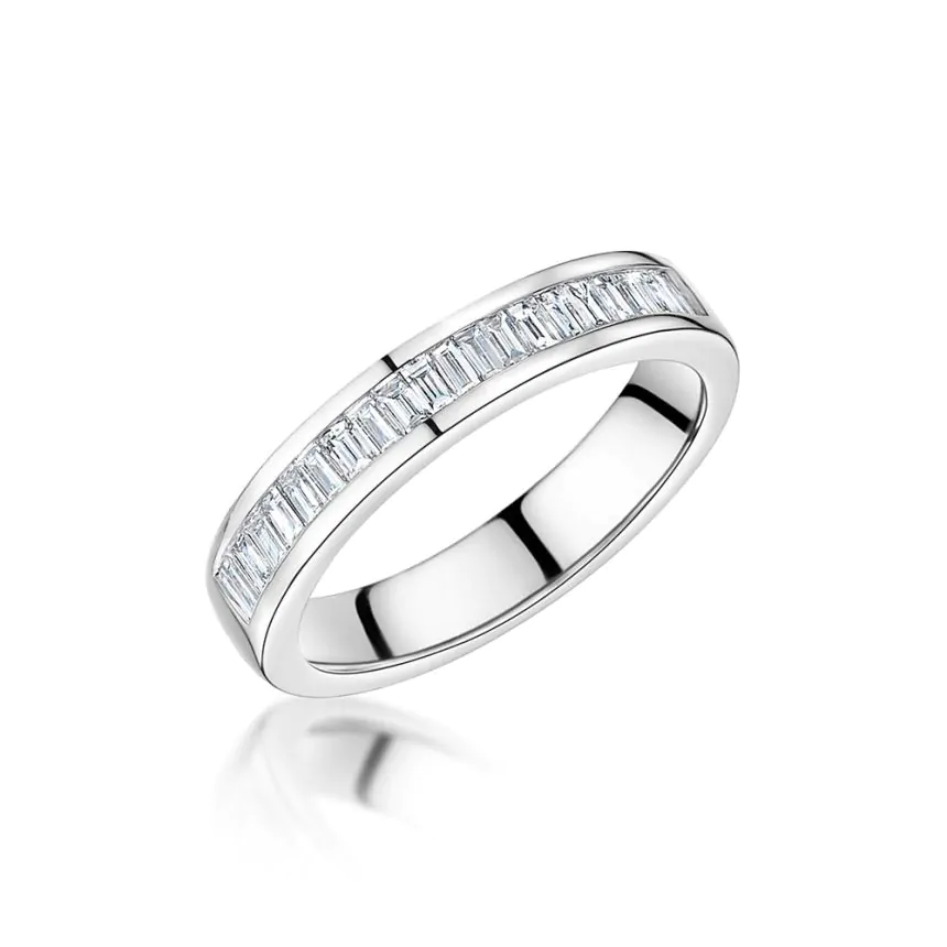 18ct White Gold 0.50ct G/SI Baguette Cut Diamond Half Eternity Ring