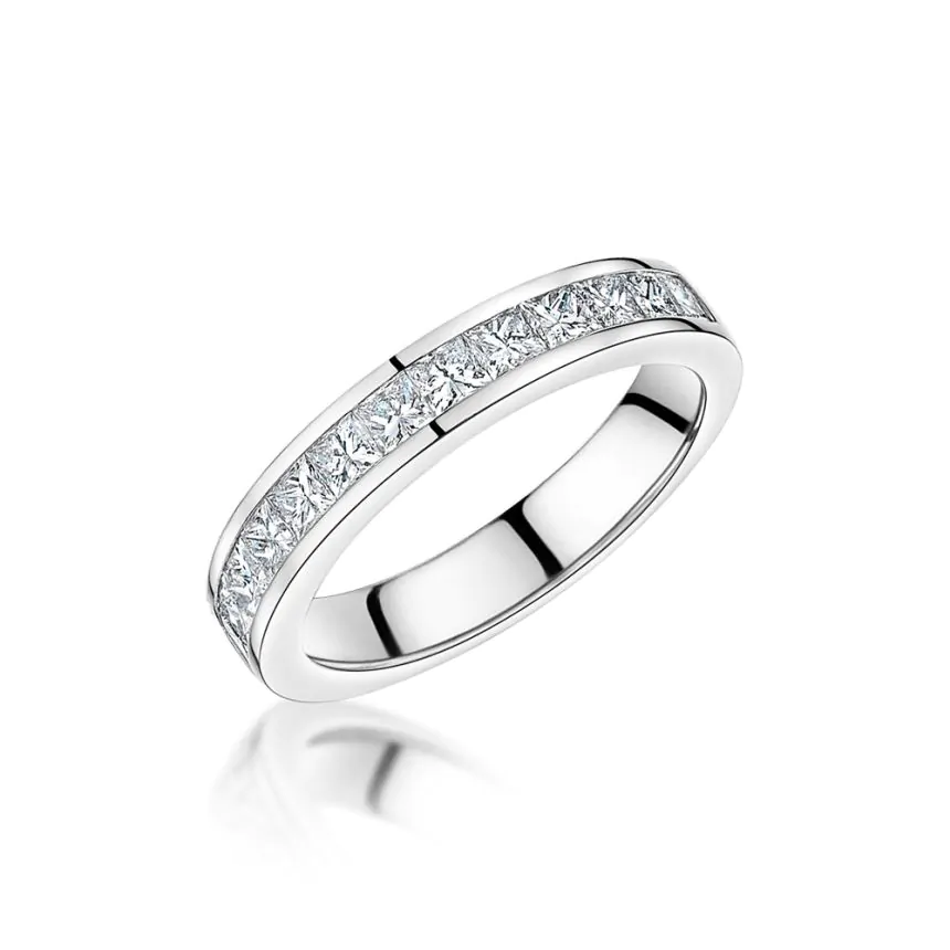 Platinum 0.75ct Princess Cut Diamond Half Eternity Ring