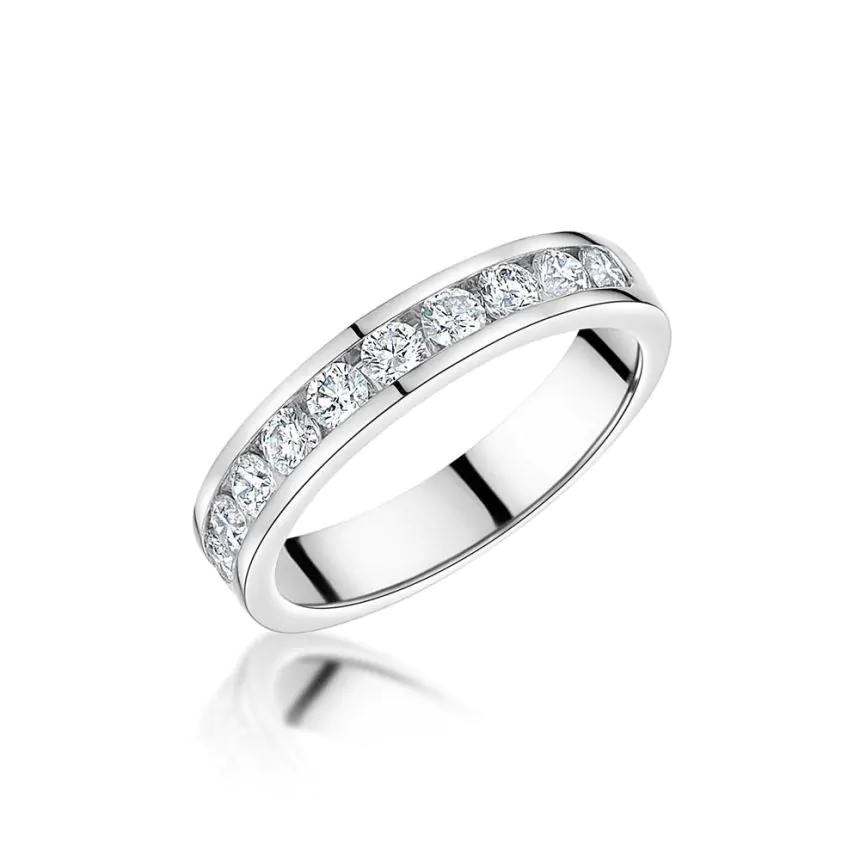 Platinum 0.75ct Brilliant Cut Diamond Half Eternity Ring
