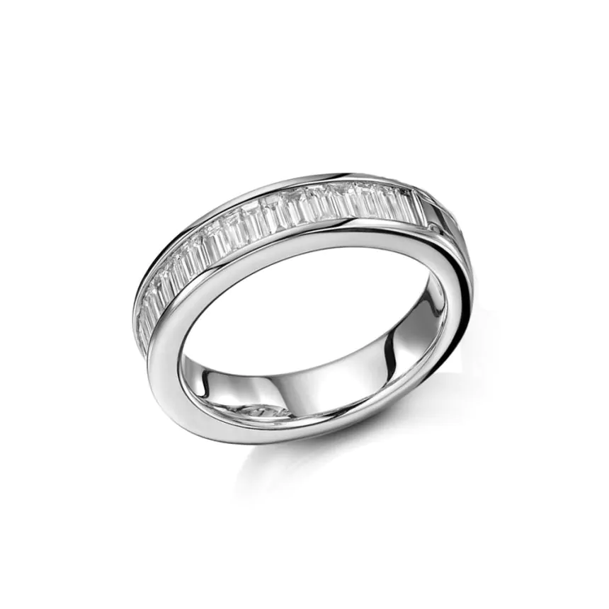 Platinum 1.00ct Baguette Cut Diamond Half Eternity Ring