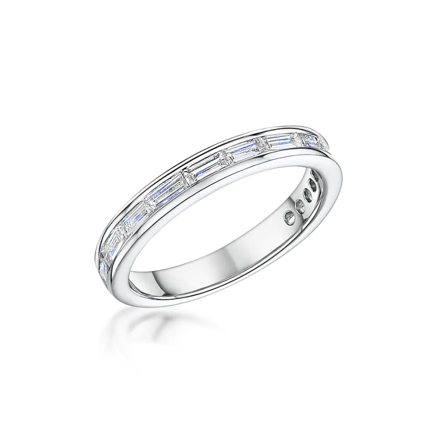Platinum 0.50ct Baguette Cut Diamond Half Eternity Ring