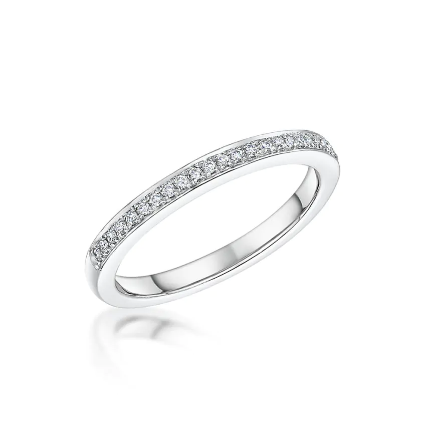 Platinum 0.16ct Pave Diamond Half Eternity Ring