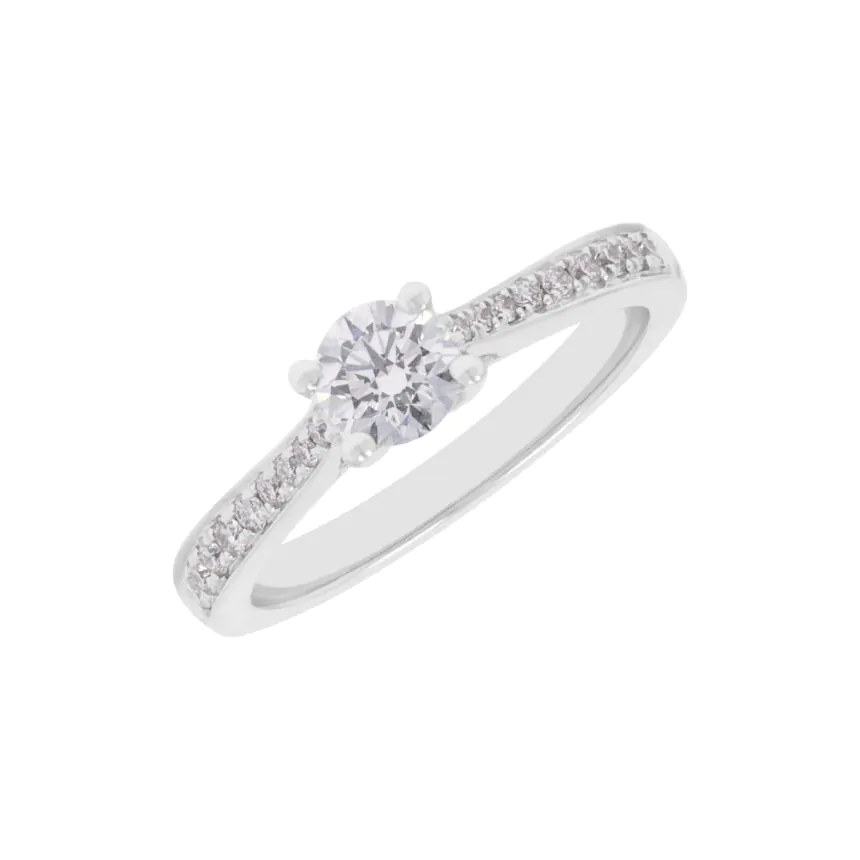 Platinum 0.46ct Diamond Solitaire Engagement Ring with Diamond Shoulders
