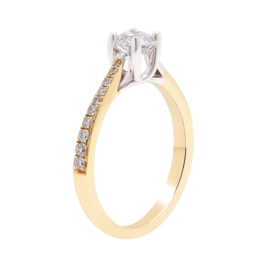 18ct Yellow Gold 0.47ct Diamond Solitaire Ring with Diamond Shoulders