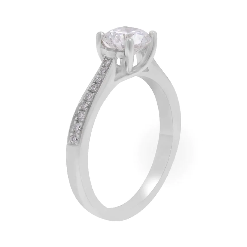 Platinum 1.11ct Diamond Solitaire Engagement Ring with Diamond Shoulders
